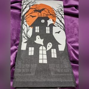 Set of 2 Spooky House Kitchen Towels with Ghosts Moon & Bat's Halloween Kitchen